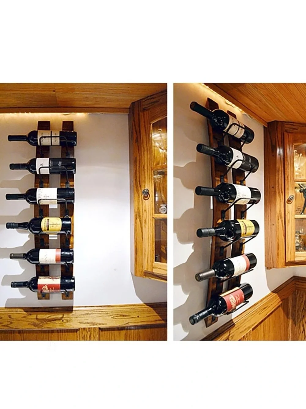 New Open Box 1 Wall Mounted Wine Rack | Rustic Barrel Stave Hanging Wooden Wall-
